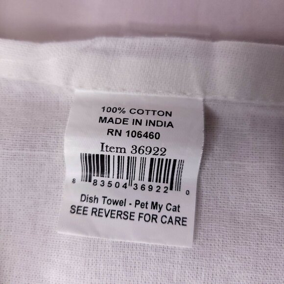 Set Of 2 Cat Themed Dish Towels 100% Cotton & Cotton/Linen Blend Gift - Picture 7 of 7